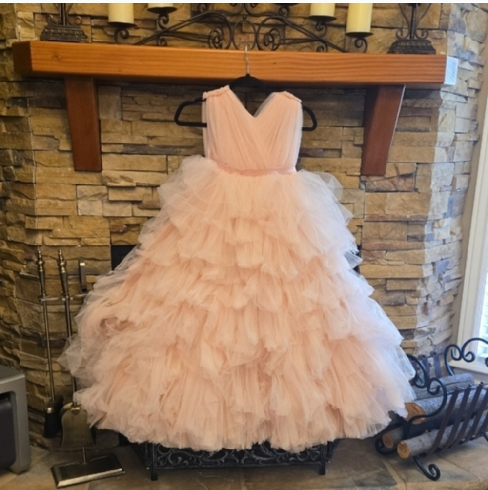 Elegant Pink Ruffled Kids Dress